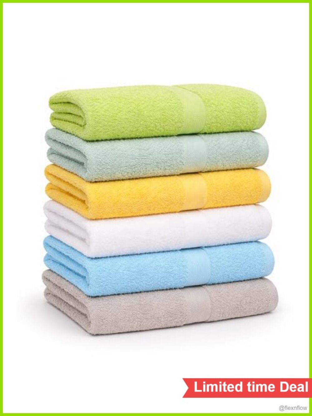 Cotton Bath Towels 6 Pack 24x40 Absorbent Quick Dry